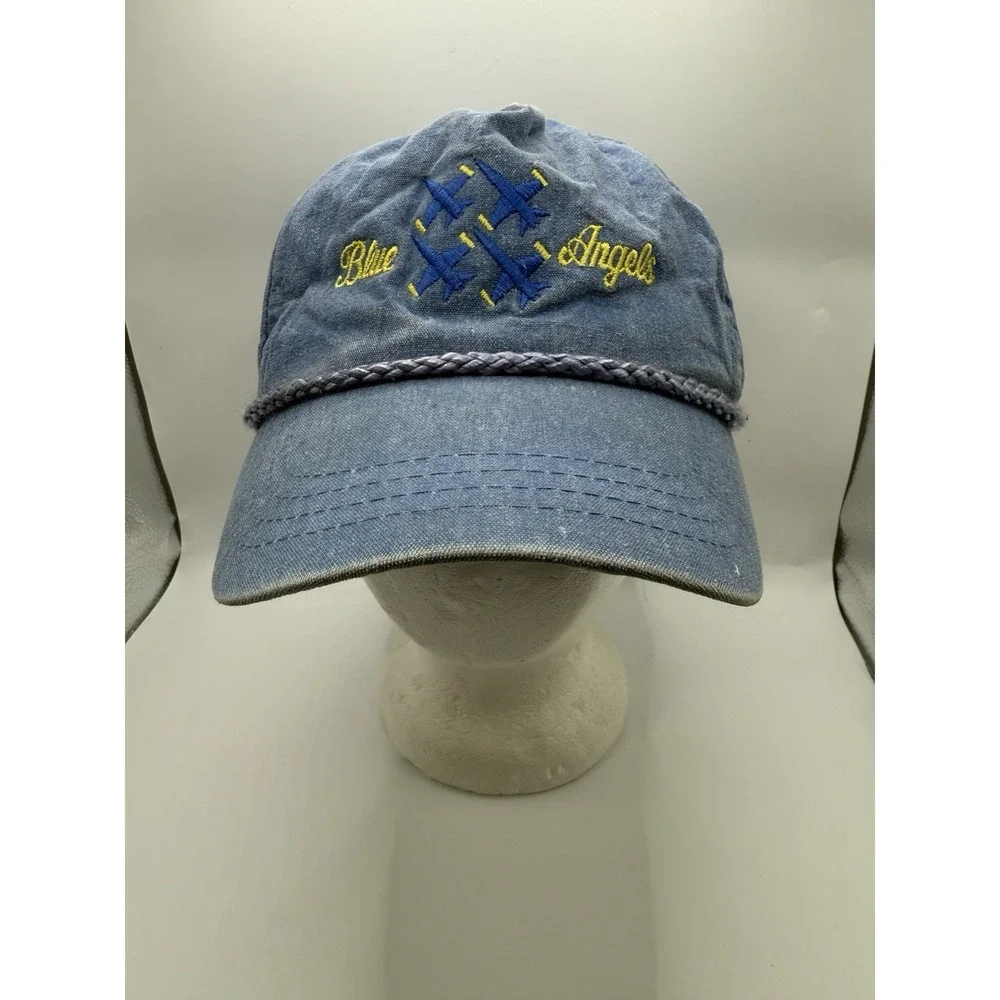 VTG US NAVY Blue Angels F-18 Strapback Hat Cap Adjustable Embroidered 1990s